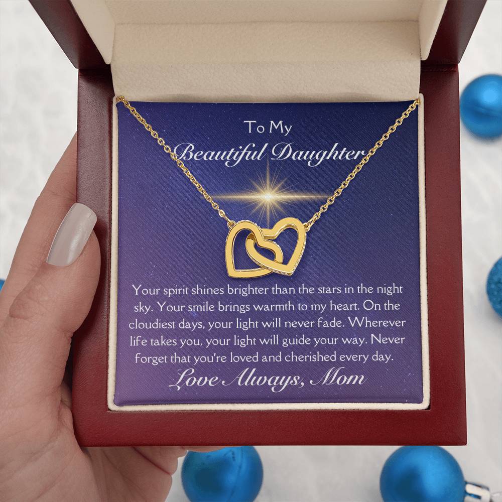 To My Beautiful Daughter Shine Bright Personalized Message Necklace Gift From Mom