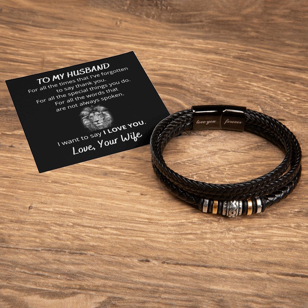 To My Husband Love You Forever Personalized Bracelet Gift With Card From Wife