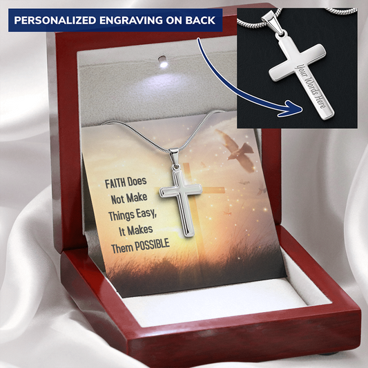 Personalized Engravable Cross Necklace With Snake Chain