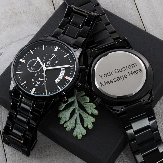 A Great Personalized Gift A Unique Luxury Customized Black Chronograph Watch
