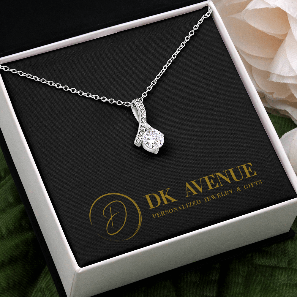 14k White Gold Finish Over Stainless Steel Alluring Beauty Pendant Necklace