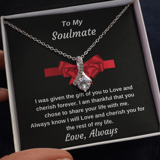 To My Soulmate 14k White Gold Finish Personalized Luxury Pendant Necklace Gift