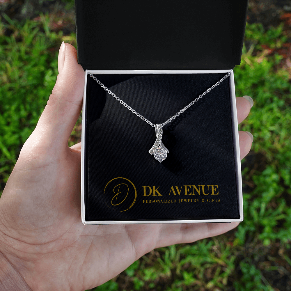 14k White Gold Finish Over Stainless Steel Alluring Beauty Pendant Necklace