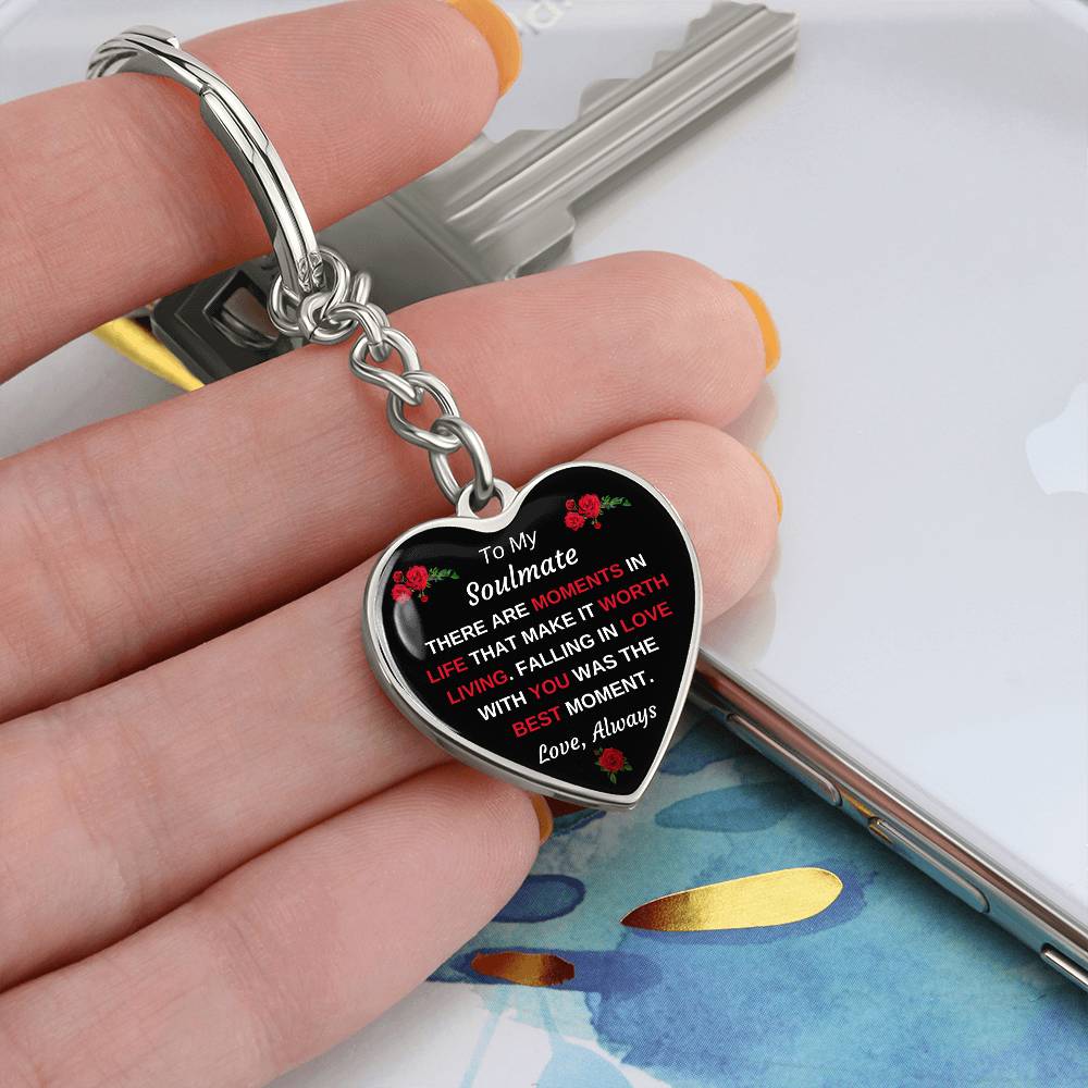 To My Soulmate The Best Moment Personalized Graphic Keychain Pendant Gift