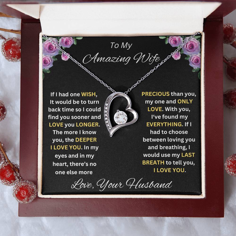 To My Amazing Wife, Forever Love Luxury Pendant Necklace Gift