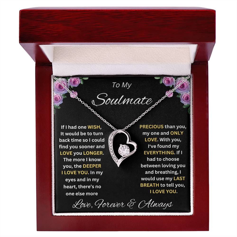 To My Soulmate, Forever Love Luxury Pendant Necklace Gift