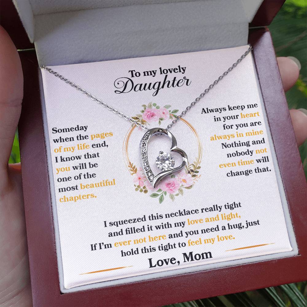 To My Lovely Daughter Forever Love Personalized Pendant Necklace Gift