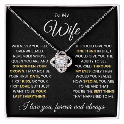 To My Wife, Straighten Your Crown Love Knot Luxury Pendant Necklace Gift