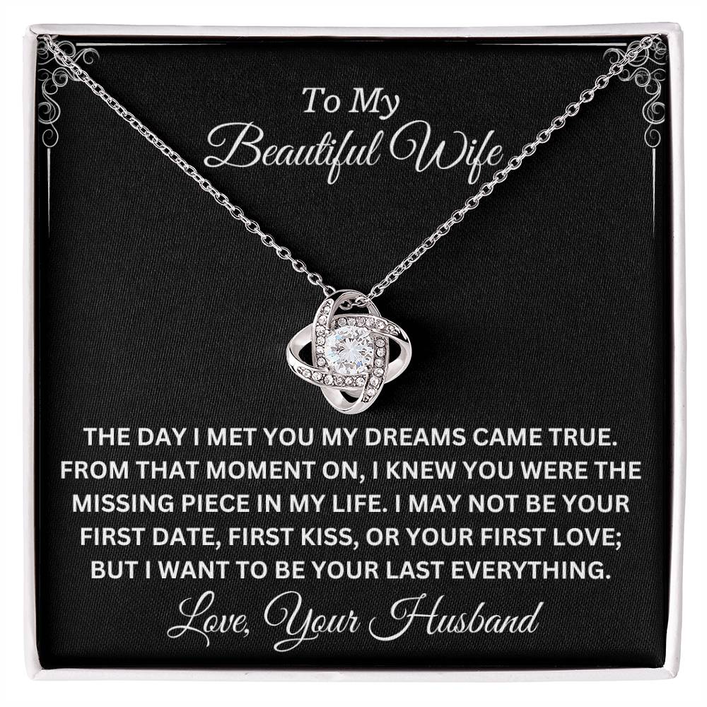 To My Beautiful Wife, My Dream Come True Luxury Pendant Necklace Perfect Gift For Wife