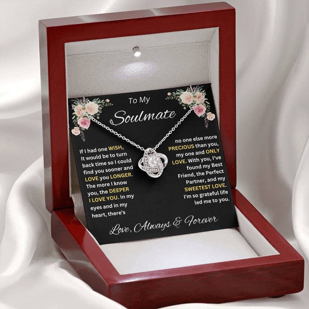 To My Soulmate My One Wish Luxury Pendant Necklace Gift