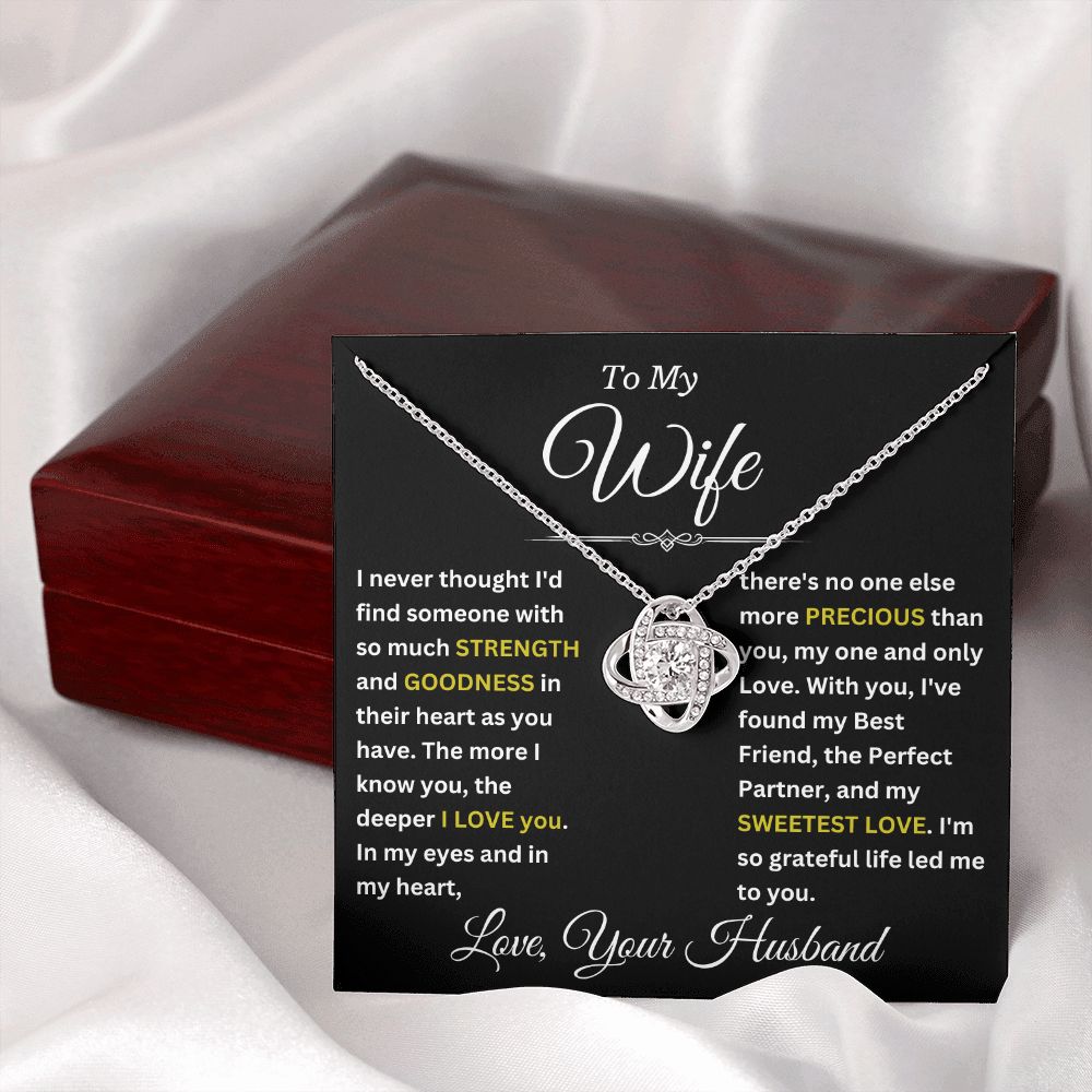 To My Wife My Sweetest Love Personalized Love Knot Pendant Necklace Gift