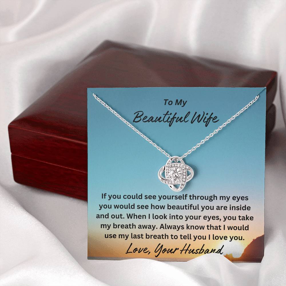 To My Beautiful Wife You Take My Breath Away Personalized Message Necklace Gift