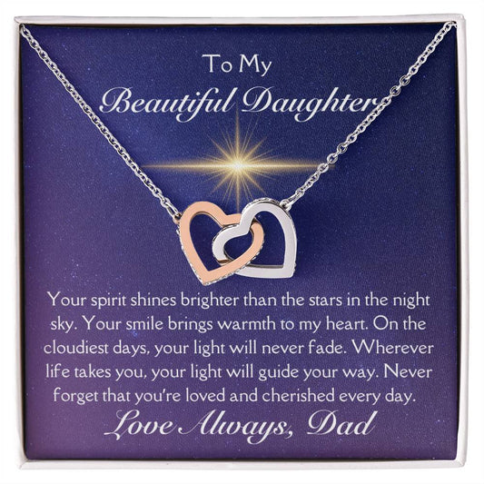 To My Beautiful Daughter Shine Bright Personalized Message Necklace Gift From Dad