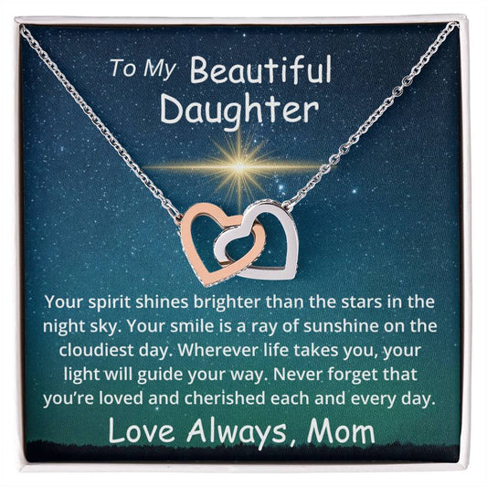 To My Beautiful Daughter Loved and Cherished Personalized Necklace Gift From Mom