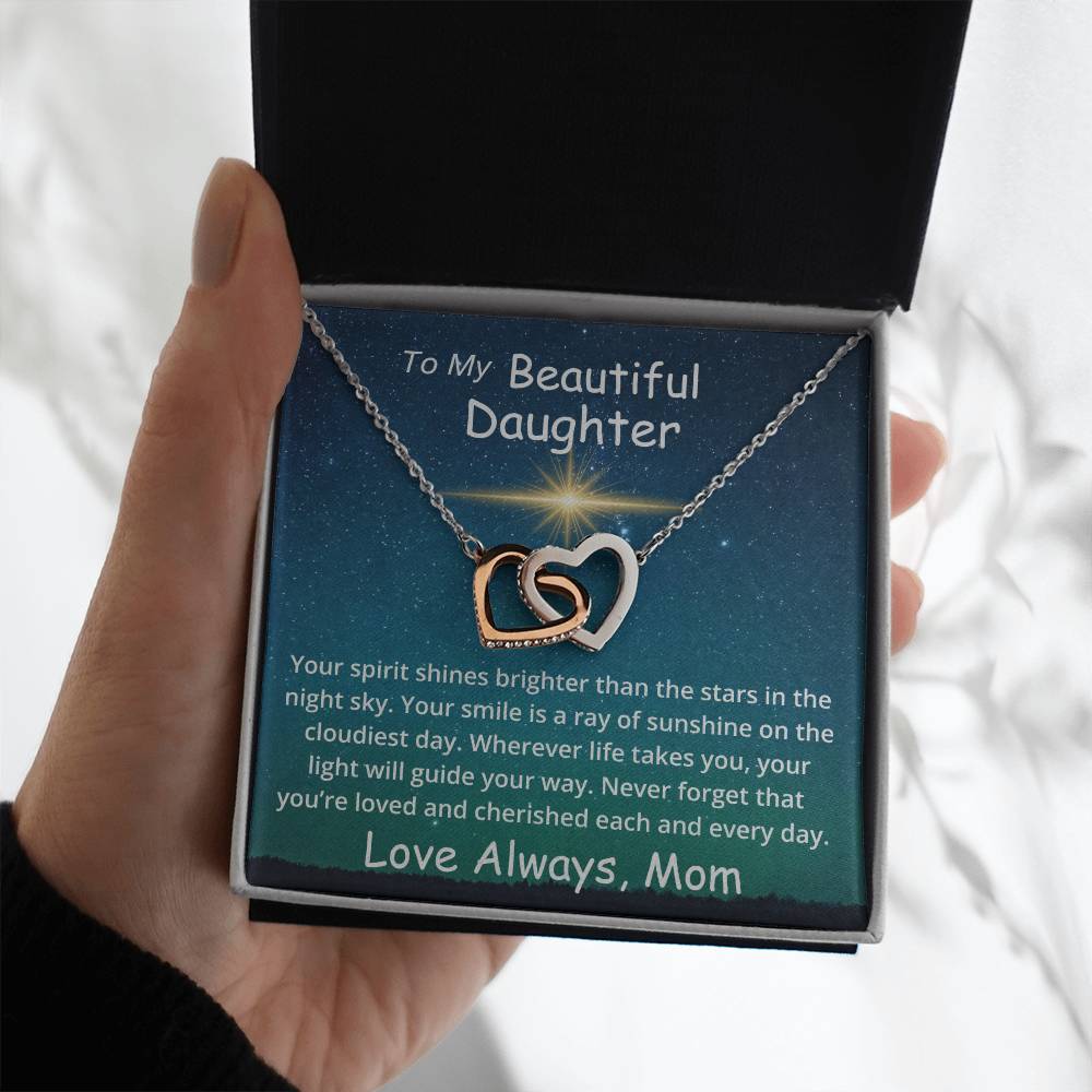 To My Beautiful Daughter Loved and Cherished Personalized Necklace Gift From Mom