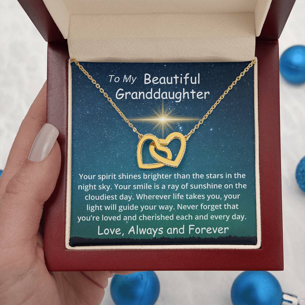 To My Beautiful Granddaughter Shine Bright Personalized Message Necklace Gift