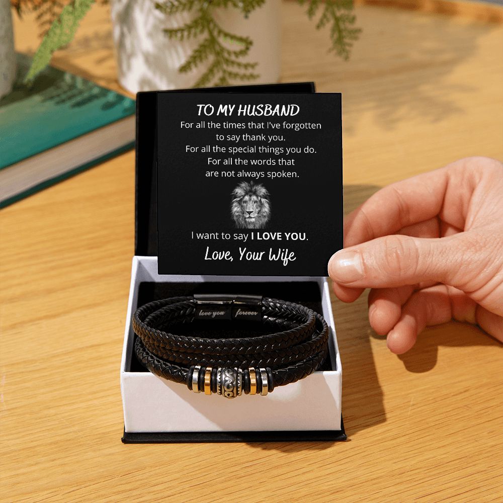 To My Husband Love You Forever Personalized Bracelet Gift With Card From Wife