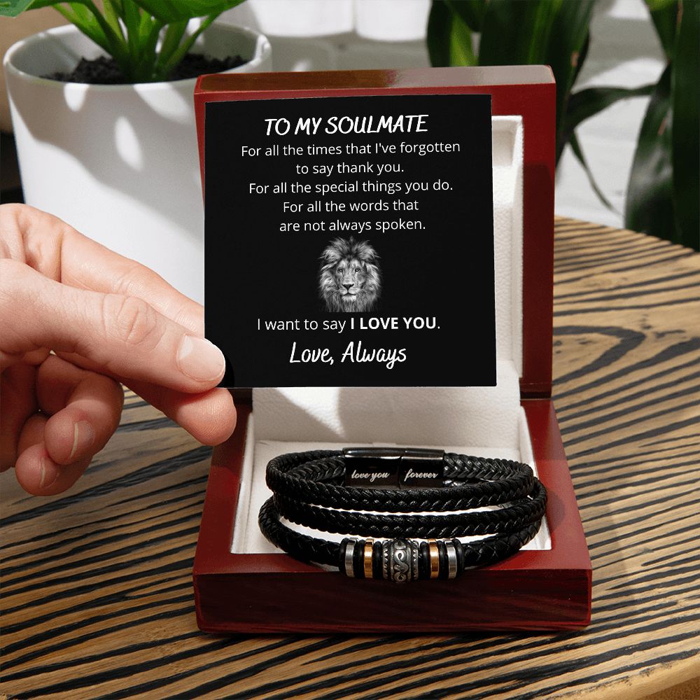 To My Soulmate Love You Forever Personalized Bracelet Gift With Card