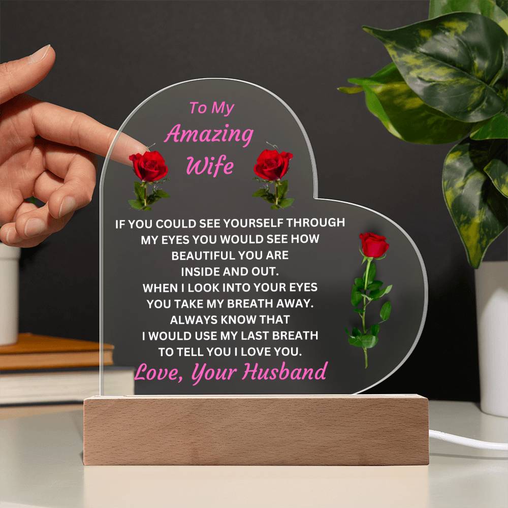 Gift For Amazing Wife You Take My Breath Away Unique Acrylic Plaque With LED Light