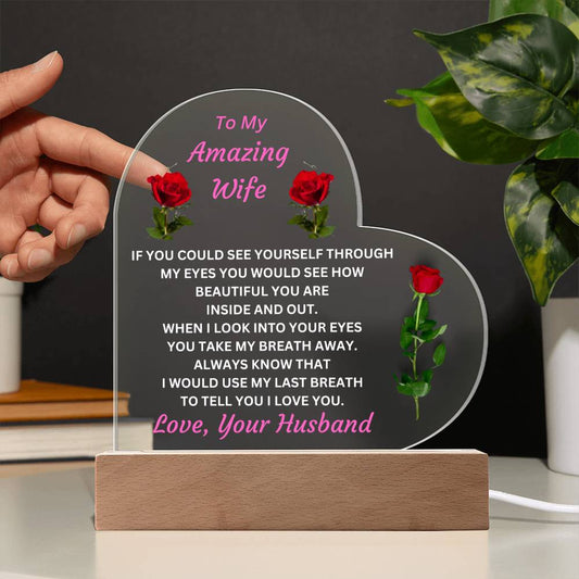 Gift For Amazing Wife You Take My Breath Away Unique Acrylic Plaque With LED Light