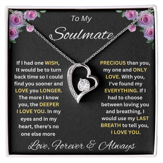 To My Soulmate, Forever Love Luxury Pendant Necklace Gift