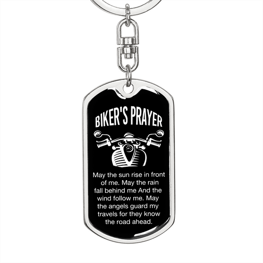 Biker's Prayer Engravable Custom Dog Tag Keychain Gift