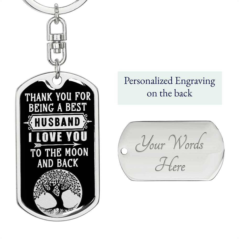 The Best Husband Engravable Custom Dog Tag Keychain Gift