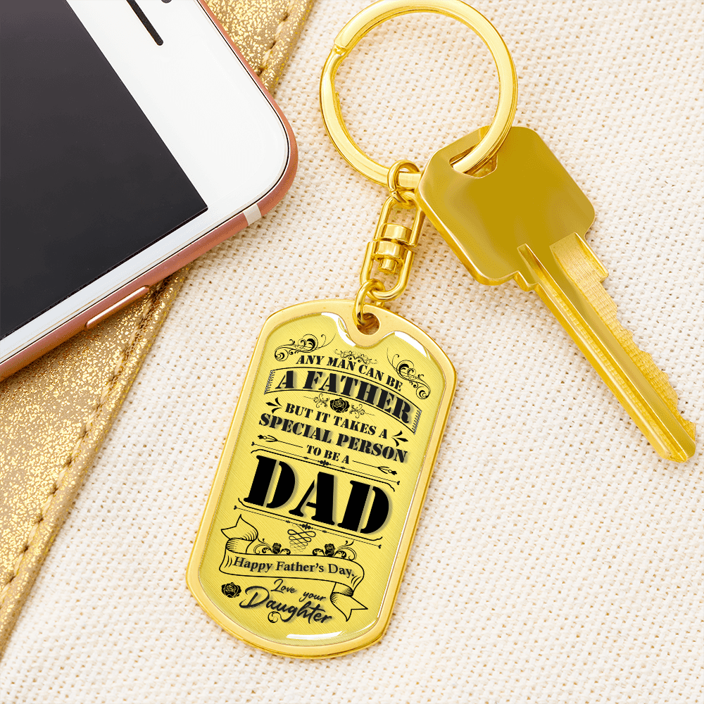 Special Dad Happy Father's Day Engravable Custom Dog Tag Keychain Gift