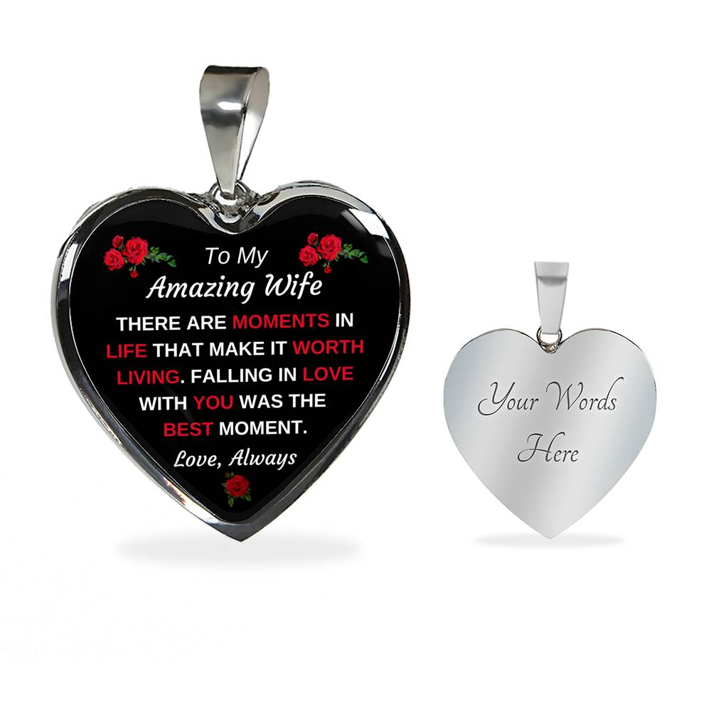 To My Amazing Wife Falling In Love With You Personalized Graphic Pendant Necklace Gift