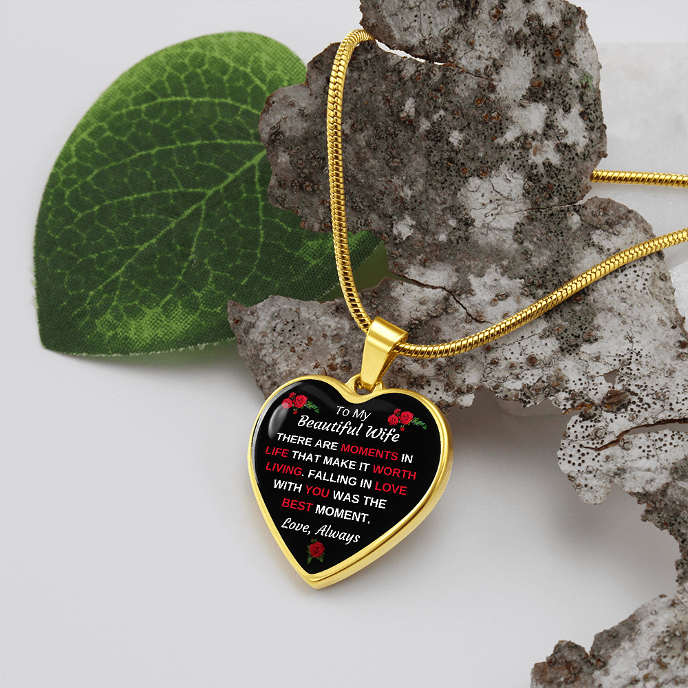 To My Beautiful Wife Falling In Love With You Personalized Graphic Pendant Necklace Gift