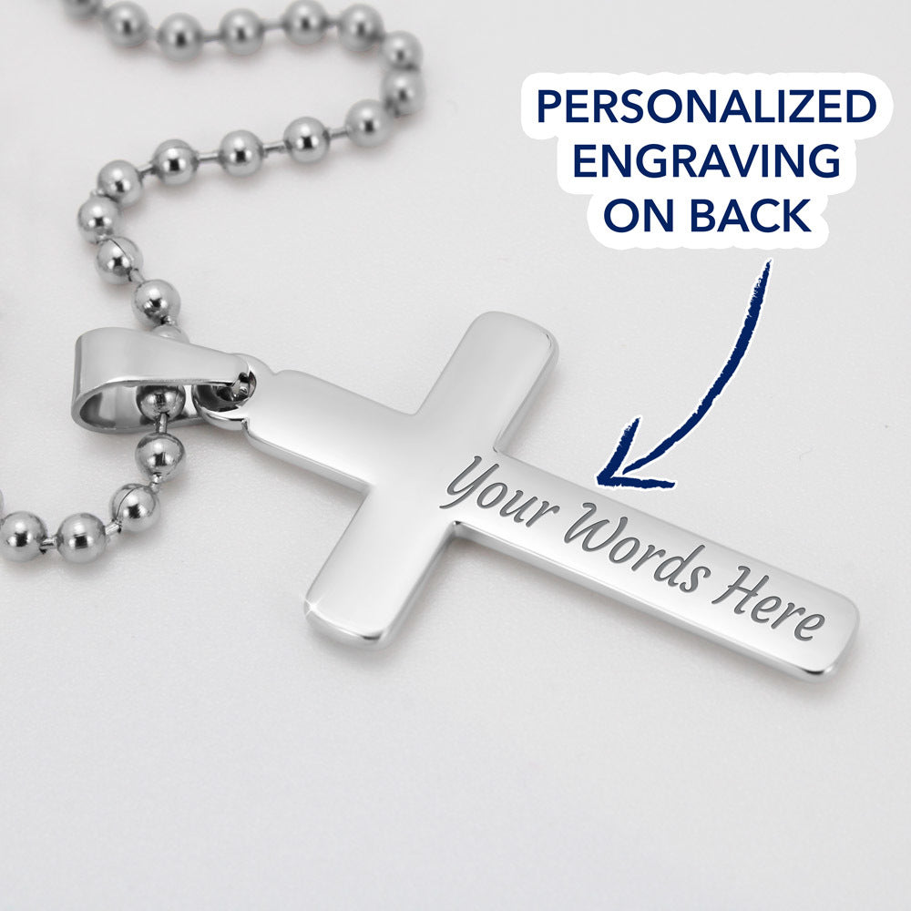 To My Dad A Gift From God Personalized Engraved Cross Necklace