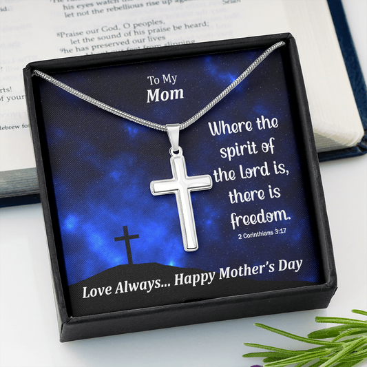 To My Mom Spirit Of The Lord, Mother's Day Cross Necklace