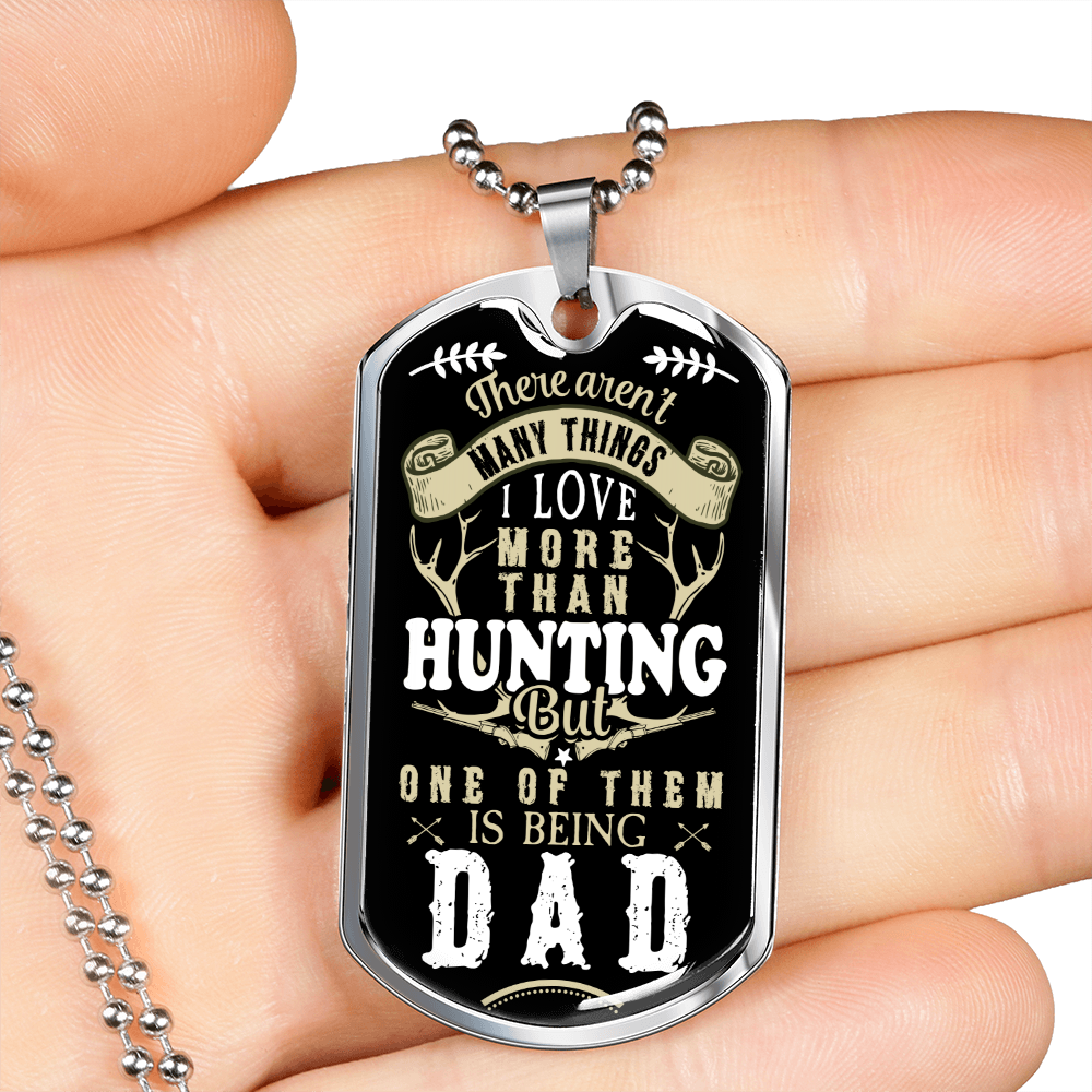 Hunting Dad Engravable Personalized Custom Dog Tag Necklace Gift