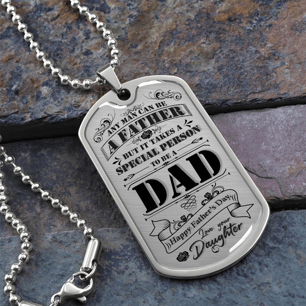 Special Dad Happy Father's Day Engravable Custom Dog Tag Necklace Gift