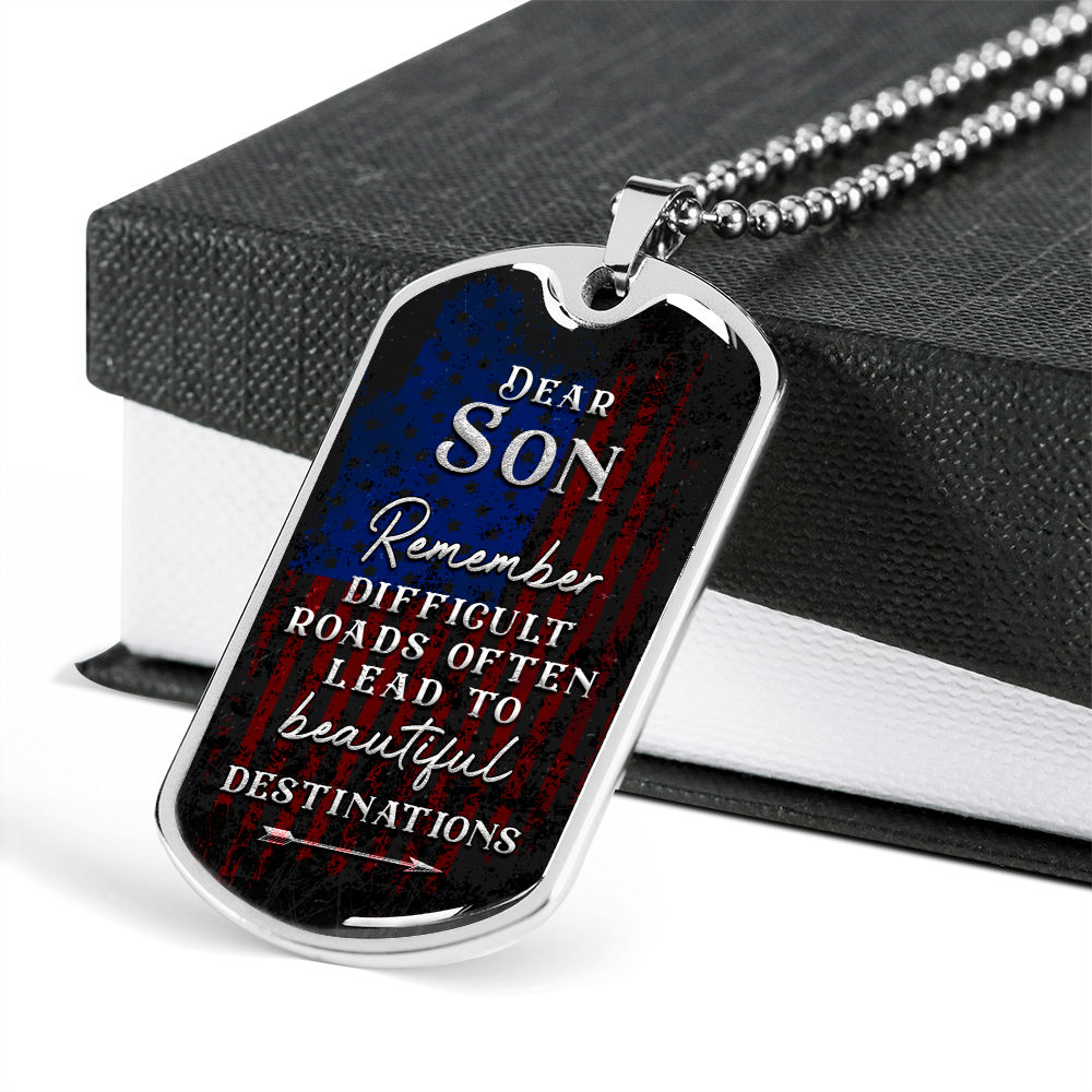 To My Son Remember, Engravable Personalized Custom Dog Tag Necklace Gift