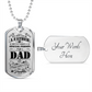 Special Dad Happy Father's Day Engravable Custom Dog Tag Necklace Gift