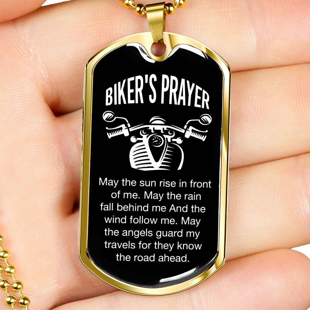 Biker's Prayer Engravable Custom Dog Tag Necklace Gift