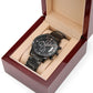 Time Never Wasted Engraved Luxury Black Chronograph Watch
