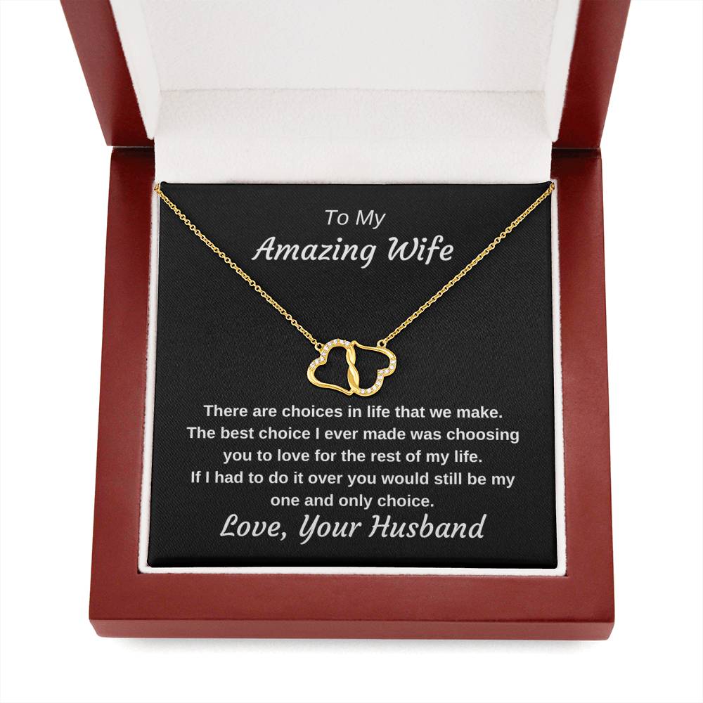 To My Gorgeous Wife Everlasting Love Authentic 10k Solid Yellow Gold Luxury Diamond Necklace