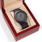 I Love You Dad Engraved Wooden Watch Encased In Rich Sandalwood With Leather Wrist Strap