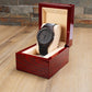 My Man Engraved Wooden Watch Encased In Rich Sandalwood With Leather Wrist Strap