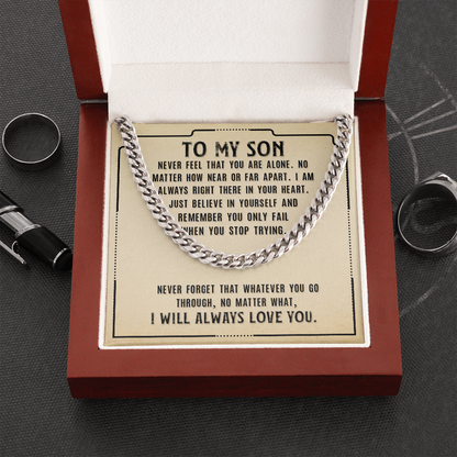 To My Son Never Feel You Are Alone Link Chain Necklace Gift