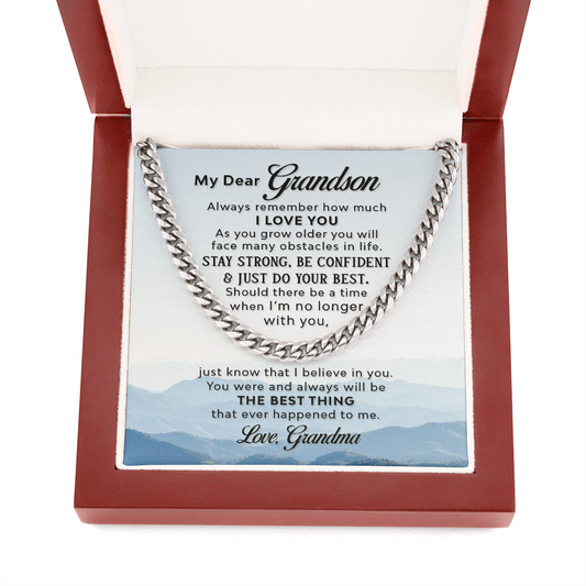To My Grandson I Love You Link Chain Necklace Gift