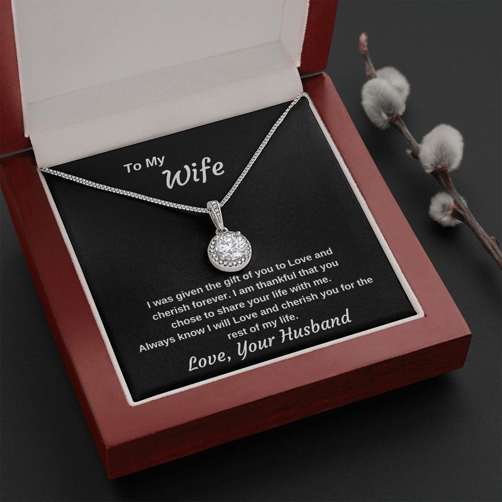 To My Wife Cherish Forever Personalized Luxury Pendant Necklace Gift