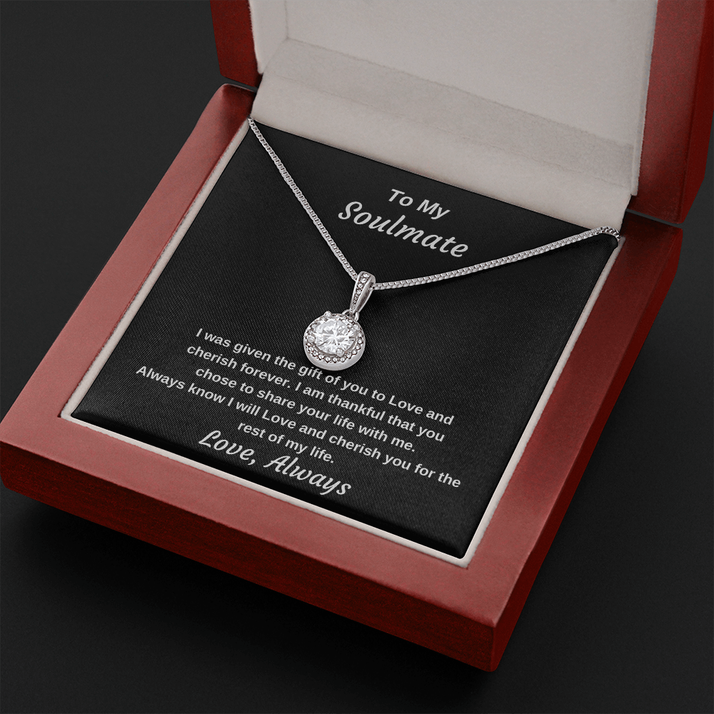 To My Soulmate Cherish Forever Personalized Luxury Pendant Necklace