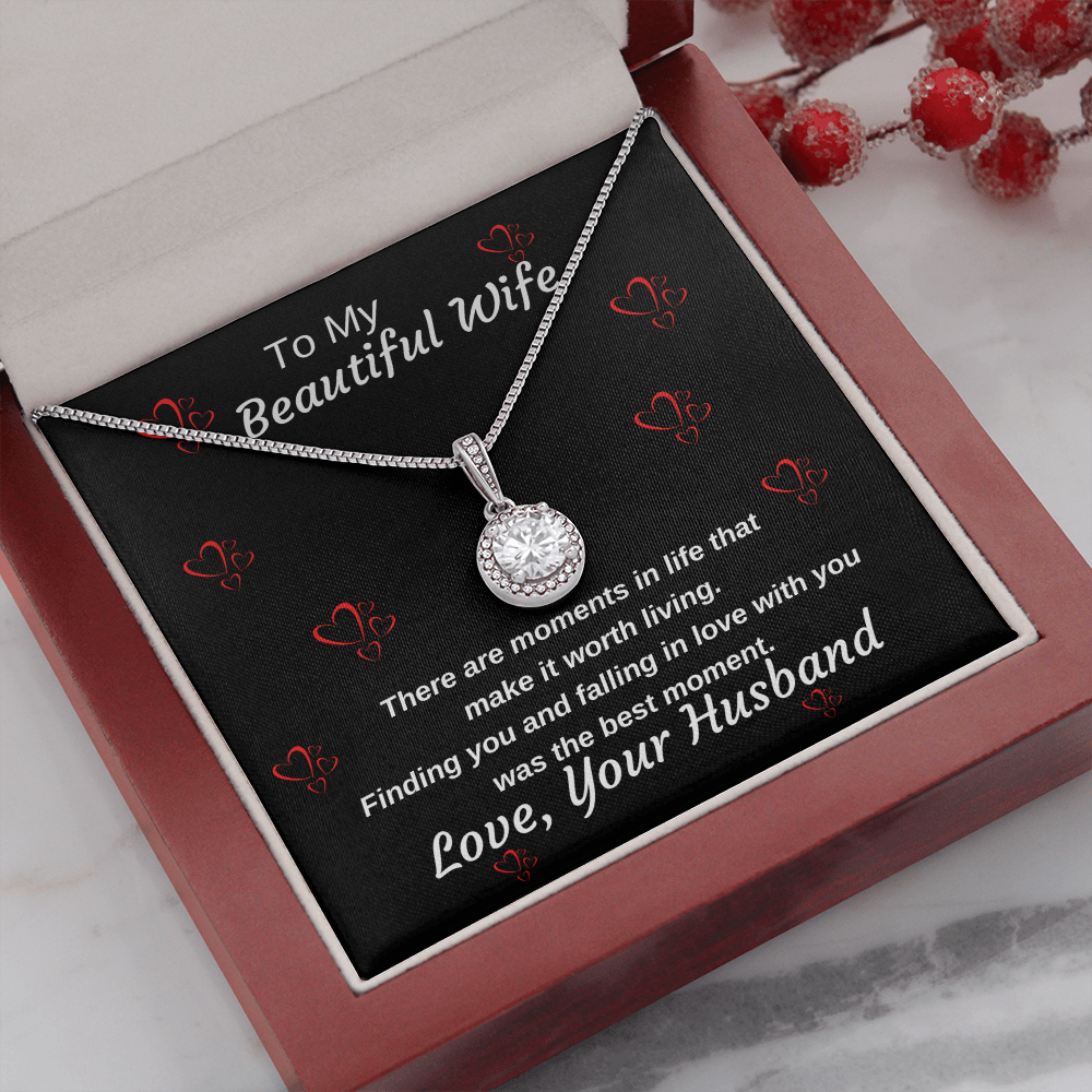 To My Beautiful Wife Eternal Hope Personalized Luxury Pendant Necklace Gift