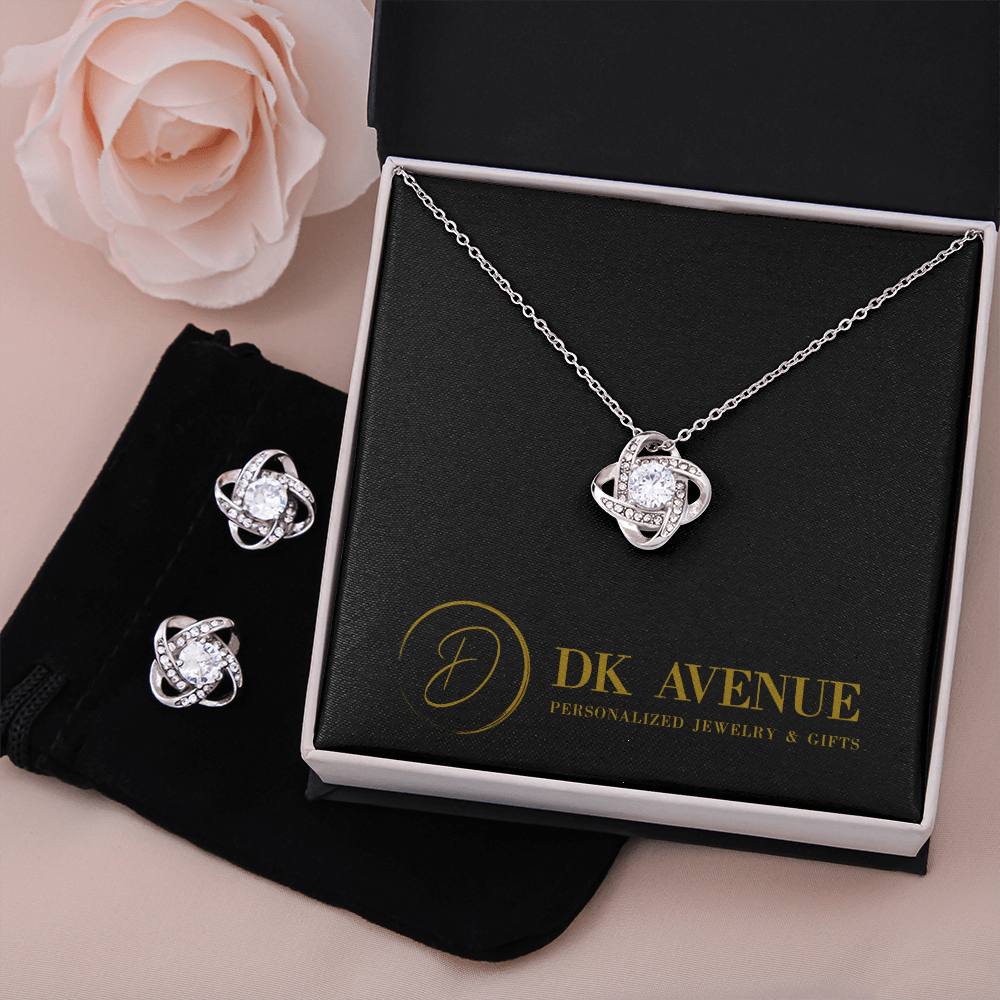 14k White Gold Finish Over Stainless Steel Luxury Pendant Necklace And Earring Set
