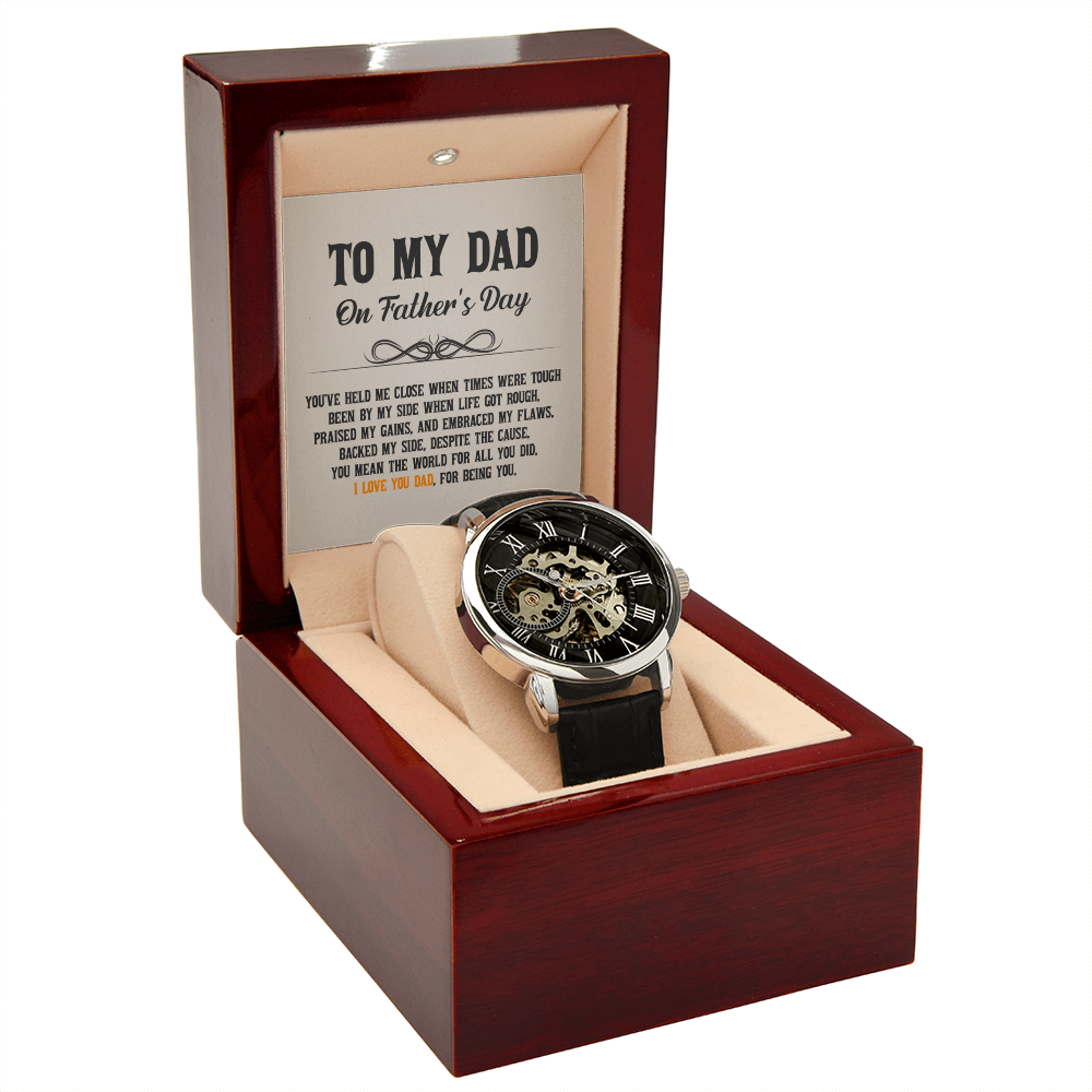 To My Dad On Father's Day Unique Openwork Automatic Winding Luxury Watch Gift