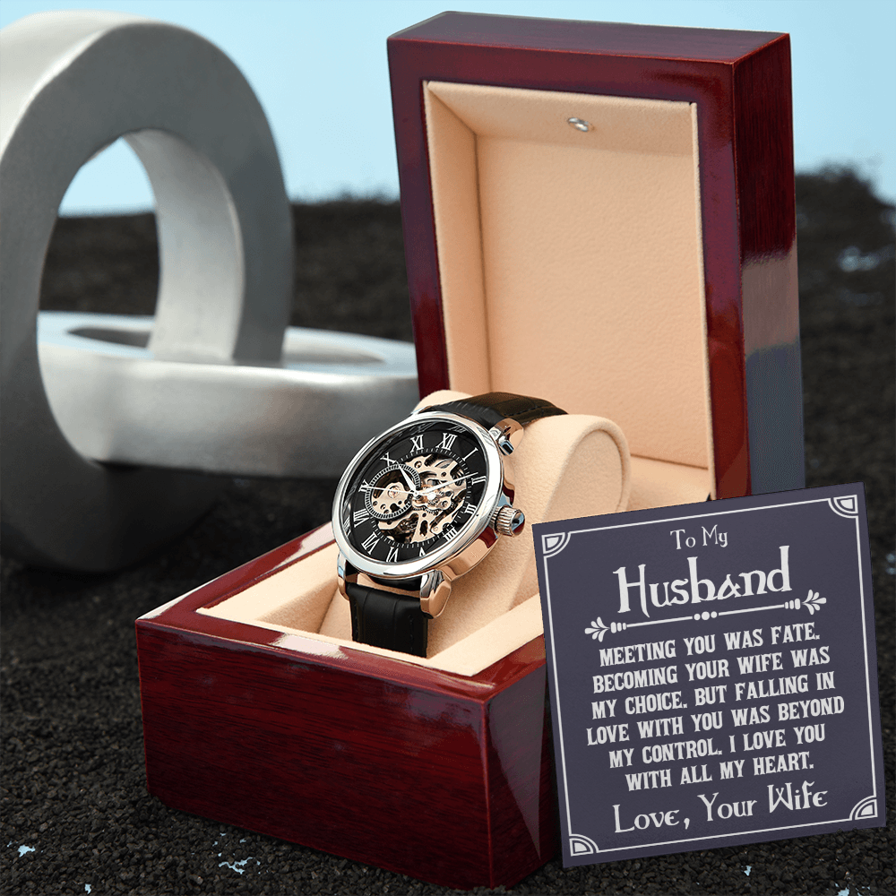 To My Husband I Love You With All My Heart Openwork Automatic Winding Luxury Watch