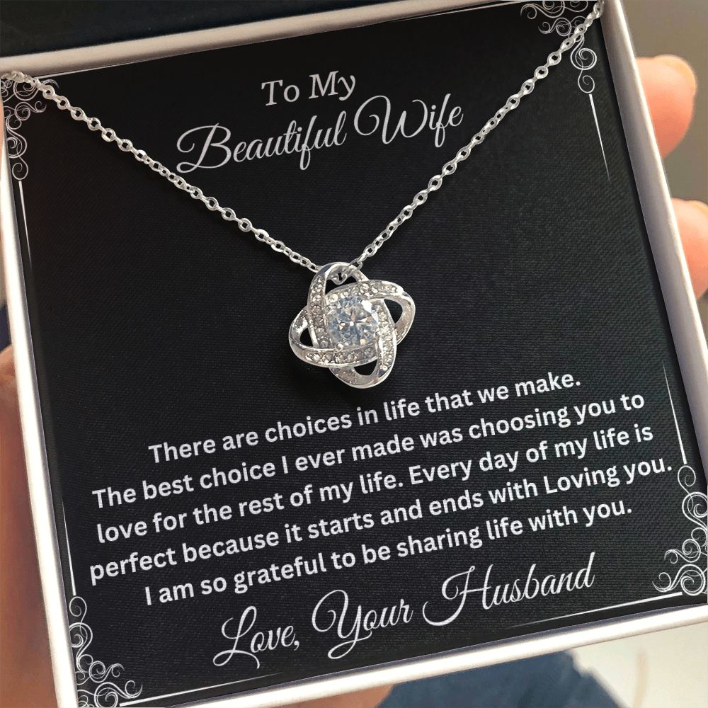To My Beautiful Wife Eternal Love Personalized Luxury Pendant Necklace Gift For Her